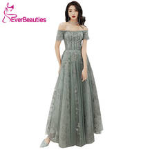 Long Prom Dresses 2020 Avond Jurk Tulle Lace Appliques Occasion Dress Long Evening Gowns Off The Shoulder Robe De Soiree 2024 - buy cheap