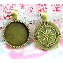 20PCS 32*23.5MM Antique Bronze Compass Cameo Base Settings Charms, Inner 20mm 2024 - buy cheap