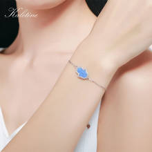 Kaletine pulseira de prata esterlina 925 genuína opala azul branca braceletes para mulheres hamsa mão de fatima joias da moda 2024 - compre barato