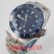 Relógio masculino automático luminoso com moldura de cerâmica e data, vidro de safira azul de 43mm 2024 - compre barato