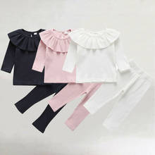 Newborn Clothes Toddler Baby Girl Clothes Knitted Ruffle Tops Long Sleeve Soild T-Shirt Leggings Pants Outfits Set 2024 - buy cheap