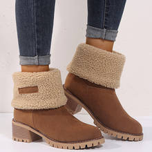 2021 novo tornozelo botas para mulher sapatos de pelúcia quente botas de salto alto botas de neve feminina plataforma botas de inverno 2024 - compre barato