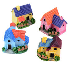 Bonito mini casa de resina casa em miniatura jardim de fadas micro paisagem casa decoração do jardim artesanato resina 2024 - compre barato