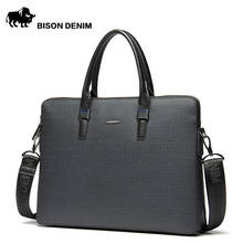 BISON DENIM homens da moda de luxo saco de couro rachado homens de negócios bolsa para laptop maleta marca masculina bolsa de ombro sacos 2024 - compre barato