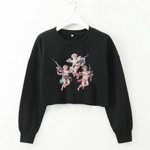 black crop top white Angel Top women summer Long Sleeve Angel Shirt Yellow Crop Top Sweatshirt for Women Femme Tops Mujer 2021 2024 - buy cheap