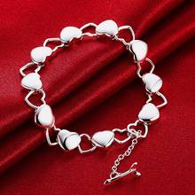 New Arrival 925 Silver Bracelet Fashion Heart To Heart Charm Bracelet For Women High Quality Jewelry Wholesale 2024 - buy cheap