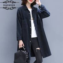 Dueweer trench coats feminino solto sólido veludo único breasted side-fenda na moda estilo coreano lazer fino simples plus tamanho 2024 - compre barato