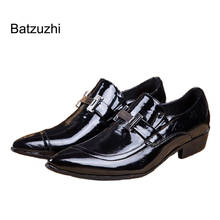 Batzuzhi ITALY STYLE Man Shoes Buckles Man's Leather Dress shoes Pointed Toe Black Business Leather Shoes Men, Big Size US6-12 2024 - buy cheap