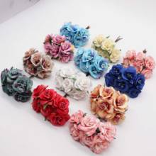 6pcs/lot 3cm artificial flower silk stamen rose bouquet for wedding home decoration DIY garland scrapbook gift box craft flower 2024 - buy cheap