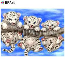 Pintura diamante 5d quadrado completo/broca redonda três jovens tigre branco daimond bordado pintura ponto cruz mosaico imagem m767 2024 - compre barato