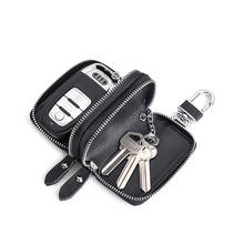 Bycobecy Business Men And Women Genuine Leather Car Key Case Double Zipper keys holders Cross Pattern Key Wallet 2024 - buy cheap