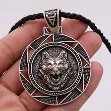 Collar de cabeza de Lobo vikingo Celt, colgante de símbolo eslavo Kolovrat, amuleto de lobo Vikingo y Talismán, joyería collar 2024 - compra barato