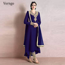 Verngo Royal Blue Moroccan Caftan Formal Evening Dresses Gold Embroidery Party Wear Suit Dubai Arabic Outfit Clothing Custom 2024 - buy cheap