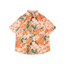 2021 Chic Short Sleeve Hawaiian Shirt Men Summer Floral Casual Beach Dress Shirts Women Korean Clothes Camisa Social Masculina 2024 - buy cheap
