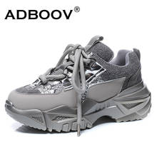 ADBOOV New Genuine Leather Chunky Sneakers Women Cross-tie Fashion Women Casual Shoes Footwear 2024 - buy cheap