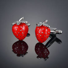 Red fruit strawberry Cufflinks French long sleeve shirt with studs and Cufflinks 2024 - buy cheap