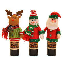 Natal sem rosto boneca garrafa de vinho caso nordic terra deus papai noel boneco de neve elk champanhe garrafa de vinho capa saco presente decoração 2024 - compre barato