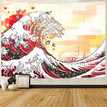 Simsant Ocean Wave Tapestry Japanese Style Kanagawa Wall Hanging Tapestries for Living Room Bedroom Dorm Home Blanket Decor 2024 - buy cheap