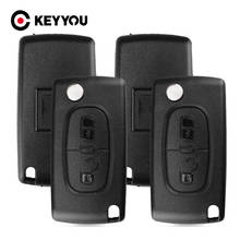 KEYYOU 250x Flip Folding 2 Button Car Remote Key Case Shell For PEUGEOT 206 307 308 207 407 408 For Citroen C2 C3 C4 C5 C6 C8 2024 - купить недорого