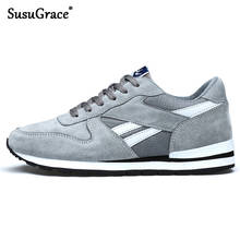 SusuGrace Men running shoes Genuine leather Breathable casual Trainers pig skin Outdoor sneakers sport footwear non-slip hombres 2024 - buy cheap