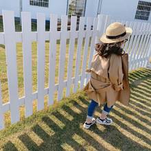 Новое поступление, весеннее хлопковое однотонное модное повседневное пальто в Корейском стиле с длинными рукавами для крутых маленьких девочек 2024 - купить недорого