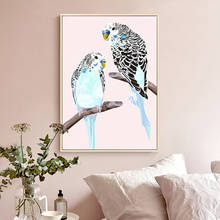 Abstract Budgies On Branch Art Print Bird Poster Canvas Painting Pink Mural Picture Printing Gallery for Living Room Home Decor 2024 - buy cheap