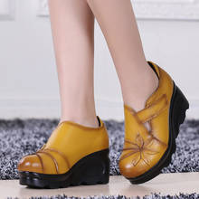 Sapatos de salto alto feminino couro legítimo, calçado feminino bordado com flor vintage artesanal, linha outono 2020 2024 - compre barato