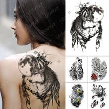 Waterproof Temporary Tattoo Stickers Wolf Tiger Leopard Lion Moon Feather Star Flash Tattoos Female Back Body Art Fake Tatoo 2024 - buy cheap
