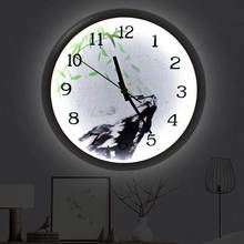 Reloj de pared luminoso de estilo chino, relojes colgantes silenciosos con luces LED de noche, Control de voz, reloj grande para decoración de sala de estar 2024 - compra barato