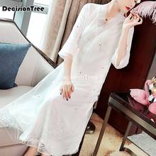 2022 cheongsam vintage chinese dress women half sleeve ancient chinese style qipao party year clothes mesh hanfu vestido 2024 - buy cheap