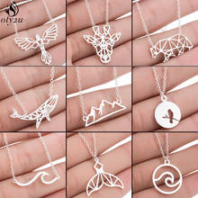 Multiple Animal Stainless Steel Necklace for Women Fashion Bird Bear Whale Giraffe Necklaces Pendants Mountain Colier Accesorios 2024 - buy cheap
