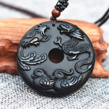 Natural obsidiana jade dragão phoenix mandarin duck pingente colar homem jóias moda acessórios mão-esculpida sorte amuleto 2024 - compre barato