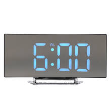 LED Mirror Digital Clock Time Display Black Snooze Table Clock Electronic Mini Desktop Clocks Bedroom Temperature Display 2024 - buy cheap