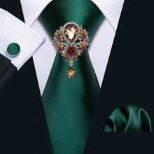Broches de seda de Cachemira para hombre, corbata de estrás de moda azul, conjunto de corbatas de boda de diseño sólido, para regalo, fiesta 2024 - compra barato