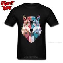 Custom T Shirts Men Geometric Fox T-shirt Vaporwave Plaid Tops & Tees 100% Cotton Summer Black Clothes Adult Math Tshirt Fitness 2024 - buy cheap