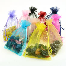 100 unids/lote de bolsas pequeñas de Organza, 5x7cm, multicolores, bolsas de regalo de joyería con cordón de Navidad, embalaje para anillos y pendientes 2024 - compra barato