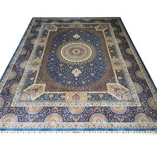 Alfombra persa de seda anudada a mano para sala de estar, alfombra de diseño floral, pie de 9x12 2024 - compra barato