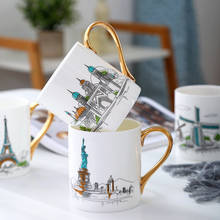 Taza de cerámica británica europea para café, tazas creativas de ciudad para pareja, estilo nórdico de lujo para la tarde, café, té, leche, regalos 2024 - compra barato