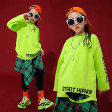 Kids Loose Green Sweatshirt Casual Black Pants Hip Hop dress Clothing for Girls Ballroom Jazz Dance Costume Clothes Outfit 2024 - buy cheap