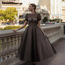 Vestidos formales de tul de encaje con lunares negros, elegantes vestidos de noche hasta el tobillo para fiesta de graduación, línea A, vestidos elegantes para madre 2024 - compra barato