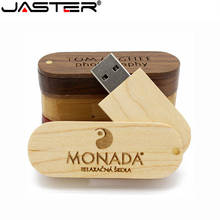 Jaster pendrive de madeira personalizado, 1 peça, logotipo gratuitamente, giratório, usb, 4gb, 8gb, 16gb, 32gb, presente de casamento 2024 - compre barato