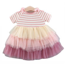 Vestidos a rayas para niñas pequeñas, ropa de fiesta de estilo coreano, tutú bonito para cumpleaños de 1 a 2 años