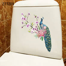 Zttzdy adesivo criativo de 17.9x23.5cm, arte clássica de pavão, ramos de flores, decoração de parede 2024 - compre barato