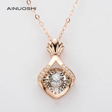 AINUOSHI-collar con colgante de oro rosa de 18K para mujer, 0,06ct reales de joya con diamantes, Corolla, Estilo Vintage, joyería única de 18" 2024 - compra barato