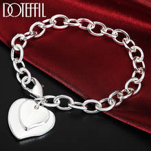 DOTEFFIL 925 Sterling Silver Double Heart Chain Bracelet For Women Wedding Engagement Party Fashion Jewelry 2024 - buy cheap