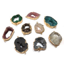 Fashion Natural Druzy Stone Agates Crystal Connector Pendants Irregular Quartz Charms for Jewelry Making DIY Necklace Gifts 2024 - buy cheap