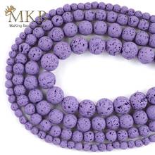 Natural Purple Hematite Lava Stone Round Beads Matte Spacer Loose Beads For Jewelry Making 4mm-12mm Diy Bracelet Jewellery 15" 2024 - buy cheap