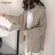 Blouse Women Long Sleeve Shirts Korean Fashion Clothing Plaid High Quality Womens Tops and Blouses All Match Clothes Simple Chic 2024 - buy cheap
