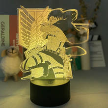 Luminária com imagem 3d de acrílico de anime attack on titan, lâmpada de decoração para quarto, presente para crianças, capitão levi ackerman, luz noturna 2024 - compre barato