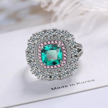 KOFSAC Trendy 925 Sterling Silver Ring For Women Party Jewelry Chic Zircon Green Square Ring Lady Gifts Anniversary Accessories 2024 - buy cheap